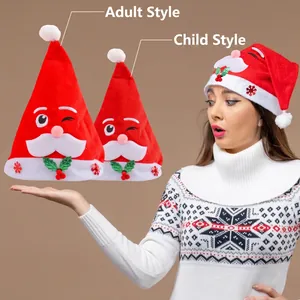 Thick plush Santa Claus hats for adults and children with festive cartoon design