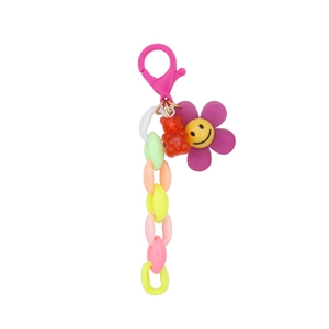 Cute sunflower and gummy bear keychain with colorful plastic chain for bag accessories