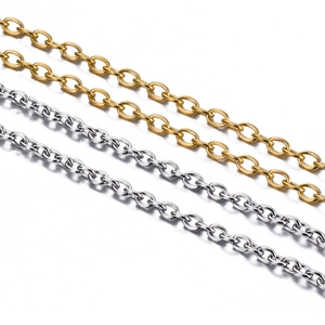 Polished stainless steel O-link chains in gold and silver finish for DIY jewelry making