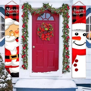 Christmas nutcracker banners with Santa and Snowman patterns for holiday door decoration