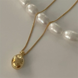 925 Sterling Silver Necklace For Women Minimalist Bean Shape Pendant Polished Finish Elegant Jewelry Gift