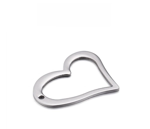 Polished stainless steel heart charm with double holes for DIY jewelry making and crafts