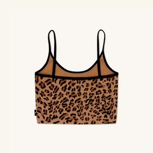 Top canotta leopardato aderente con trama in maglia a coste e spalline sottili chic