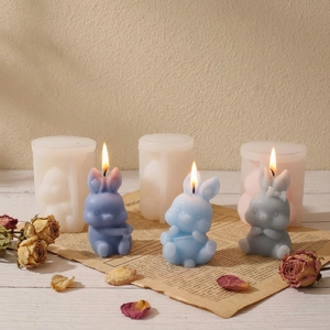 DIY silicone molds for cute rabbit candles and Easter bunny resin ornaments with sample set