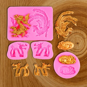 Draak Feniks Gelukswolk Siliconen Vorm Chinese Stijl Fondant Taart Decoratie Chocolade Doe Het Zelf Tool