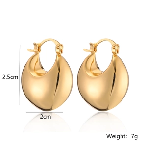 Gold plated geometric hollow hoop earrings with polished finish and dimensions 2.5cm by 2cm