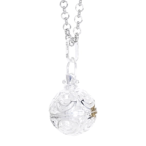 Elegant hollow ball aromatherapy pendant necklace in silver stainless steel for women
