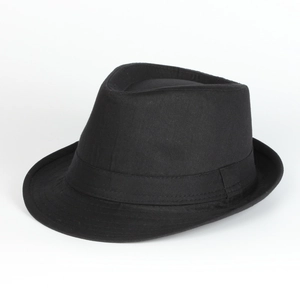 Black Fedora Hat Jazz Style Short Brim Polyester Cotton Blend Breathable Retro Classic Unisex Elegant Accessory