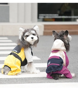 Outdoor waterproof dog raincoats with reflective safety strips and active letter prints