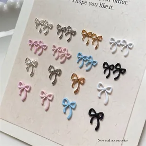 Bowtie nail art charms set with colorful alloy and metal bow DIY accessories