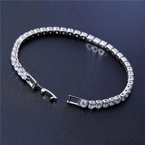 Classic hip hop tennis bracelet featuring round micro-pave cubic zirconia in white gold finish