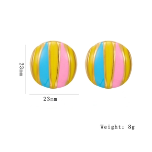 Runde Edelstahl-Ohrstecker mit Regenbogen-Emaille und 23mm Durchmesser in Goldoptik