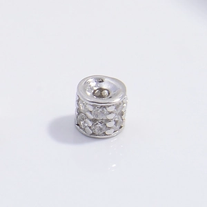 S925 sterling silver barrel bead with micro-pave cubic zirconia for DIY jewelry making