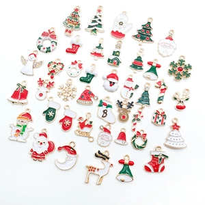 50-piece set of Christmas alloy enamel charms including Santa, snowmen and reindeer