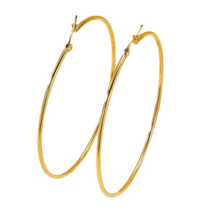 Classic minimalist large gold stainless steel hoop earrings with high-polish mirror finish