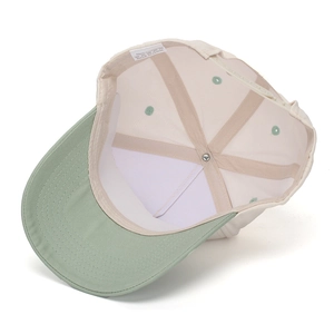Detailed view of 100% cotton baseball cap interior with reinforced seams and adjustable strap