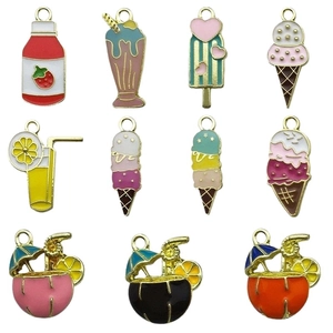 Colorful enamel ice cream and summer drink pendants for DIY jewelry making