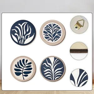 Guía de tallas para set de 4 cuadros de madera boho con estampados de plantas