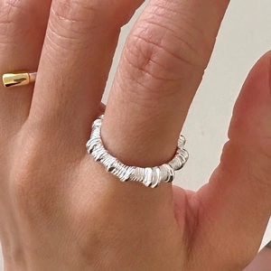 Minimalist 925 sterling silver open ring with unique textured lava style surface