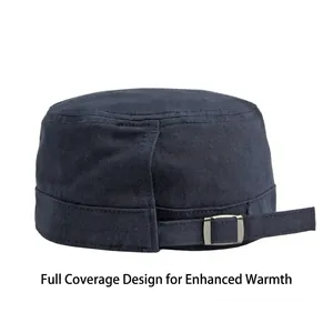 Berretto cadet blu navy in cotone con design piatto e fibbia metallica regolabile
