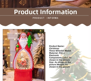 Detailed view of the product specifications for the Santa Claus water globe lantern lamp.