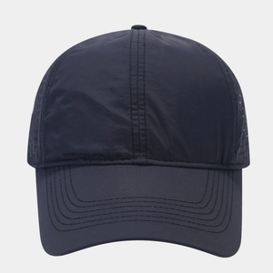 Navy blue quick-dry baseball cap with breathable laser-cut holes and curved brim design