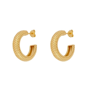 Vintage C Shape Hoop Earrings For Women With Mesh Woven Texture In Copper And 925 Sterling Silver Earring Post