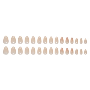 Faux ongles amande courts dégradé rose nude avec perles et strass élégants