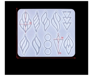 Detailed view of irregular geometric earring silicone mold with precise dimensions