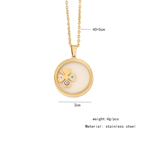Detailed size chart of evil eye pendant necklace with 40+5cm chain and 2cm charm