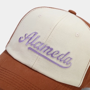 Classic colorblock baseball cap with Alameda embroidery and retro brown curved brim