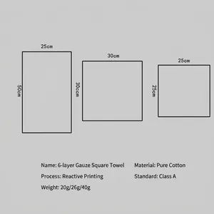 Soft cotton gauze baby towels in multiple sizes with high absorption and floral prints