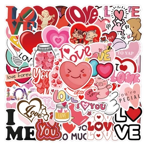 Heart Love Stickers Waterproof PVC Graffiti Decals Valentine's Day Decoration DIY Laptop Stationery Journal Aesthetic Cute Red Pink