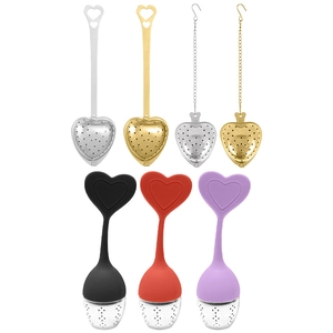 304 stainless steel heart-shaped tea infusers with metal and silicone handles