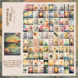 Detail of 100 sheets of vintage astronomical theme paper for scrapbooking and DIY art