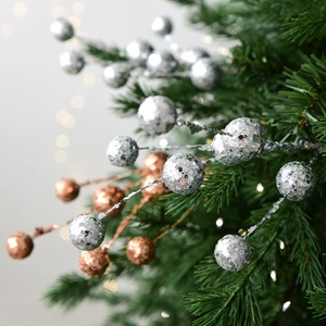 Branches de baies artificielles argentées et bronzées pour décoration de sapin de Noël