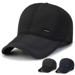 Men Winter Quilted Baseball Cap Warm Ear Protection Earflap Outdoor Windproof Woolen Cotton Peaked Hat Adjustable
