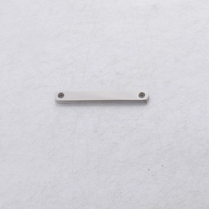 Polished silver stainless steel rectangular connector with two holes for DIY jewelry making