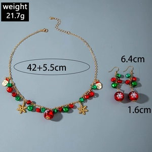 Detailed view of Christmas jewelry set with necklace dimensions and earrings size labels