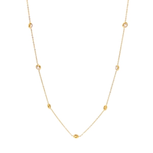 Elegant gold-plated stainless steel necklace with sparkling zircon tassel charms on white back