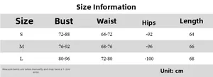 Size chart for women's strapless solid dress showing measurements in centimeters