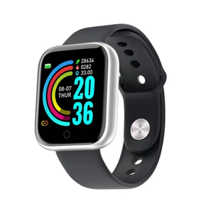Y68 D20 Smart Fitness Uhr mit schwarzem Silikonarmband und silbernem Farbbildschirm