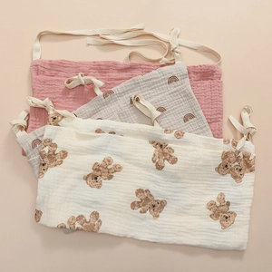 Borsa Portaoggetti Per Culla Neonato Doppia Tasca Cotone Mussola Organizer Sospeso Arredo Cameretta Pannolini