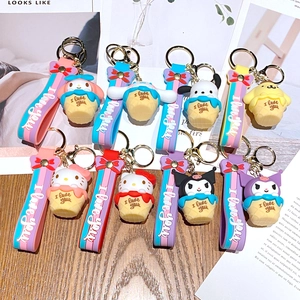 Cartoon Ice Cream Sanrio Characters Keychain Kuromi Hello Kitty Cinnamoroll My Melody Cupcake Car Keyring Bag Pendant Gift