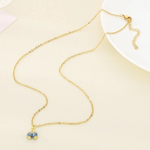 Gold stainless steel necklace featuring cute blueberry pendants on a minimalist O-chain