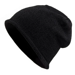 Black reflective knit beanie with fleece lining for winter outdoor sports and warmth