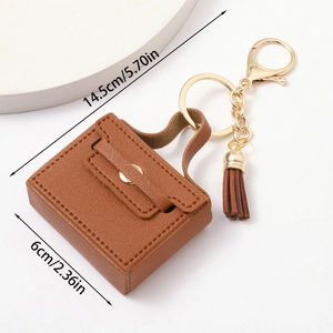 Braunes Leder Mini-Tasche Schlüsselanhänger Maße 14,5cm x 6cm mit goldenen Beschlägen