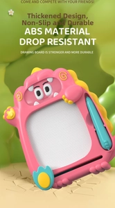 Pink monster-themed magnetic drawing board with durable ABS material and stylus
