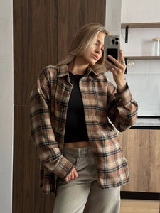 Women's Plaid Flannel Shirt Long Sleeve Button Down Loose Casual Checkered Blouse Top