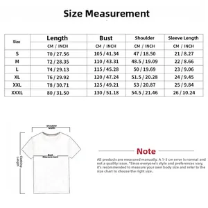 Detailed size chart for men's Henley polo shirt with S to XXXL measurements in CM and INCH
